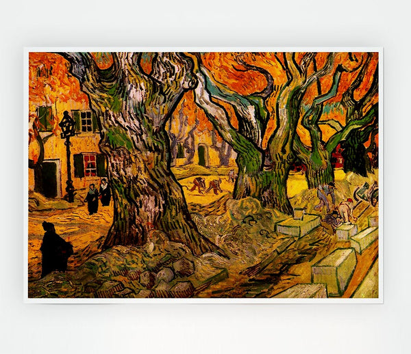 Van Gogh The Road Menders Print Poster Wall Art