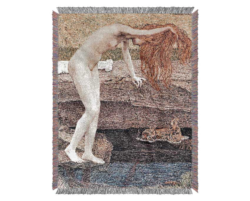 The Vanity Detail By Giovanni Segantini Woven Blanket