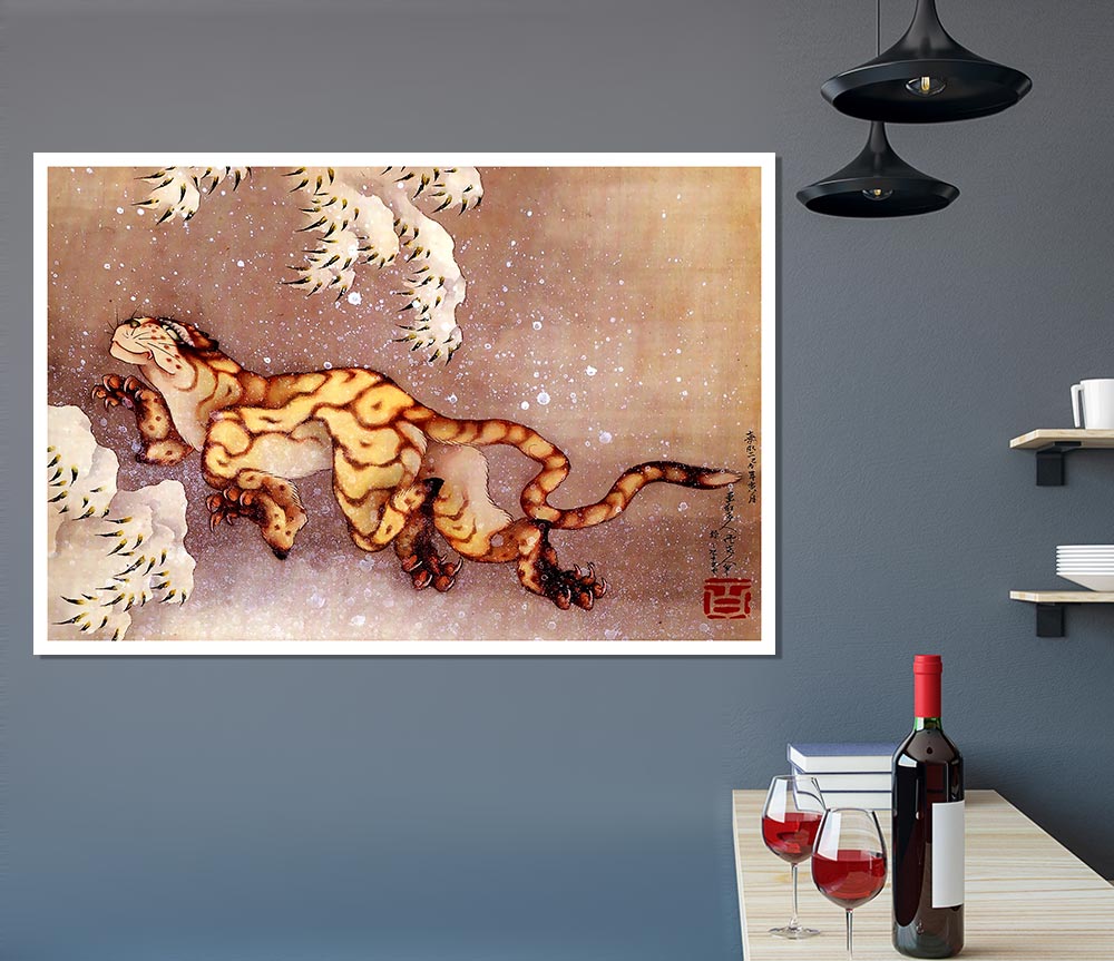 Hokusai Tiger In The Snow Print Poster Wall Art