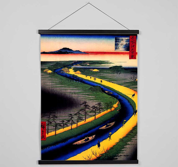 Hiroshige Towboats Along The Yotsugi Hanging Poster - Wallart-Direct UK