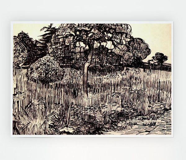 Van Gogh Tree In A Meadow Print Poster Wall Art