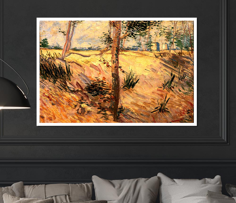 Van Gogh Trees In A Field On A Sunny Day Print Poster Wall Art