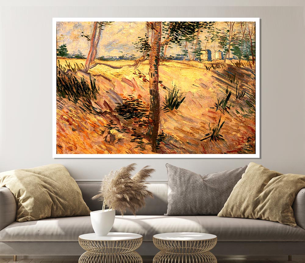 Van Gogh Trees In A Field On A Sunny Day Print Poster Wall Art