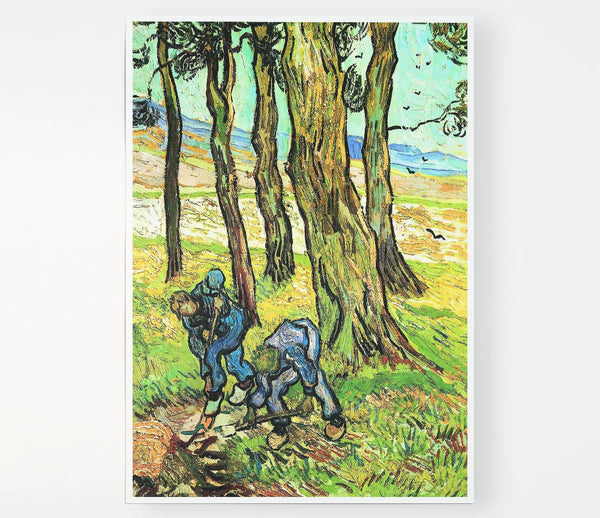 Van Gogh Two Men In Digging Out A Tree Stump Print Poster Wall Art