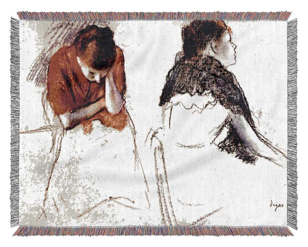 Degas Two Women Seated Woven Blanket