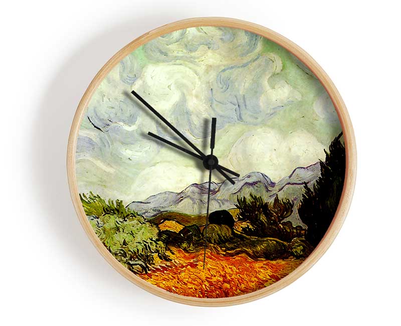 Van Gogh A Wheatfield With Cypresses Clock - Wallart-Direct UK