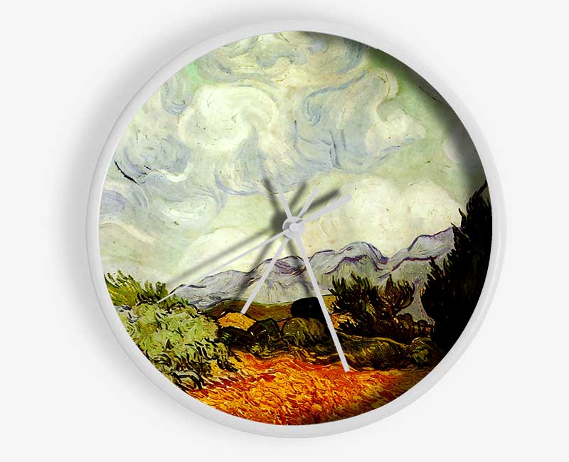 Van Gogh A Wheatfield With Cypresses Clock - Wallart-Direct UK