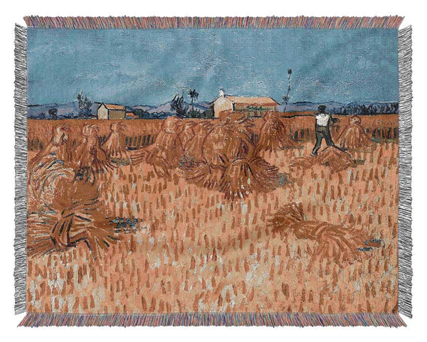 Van Gogh Corn Harvest In Provence Woven Blanket