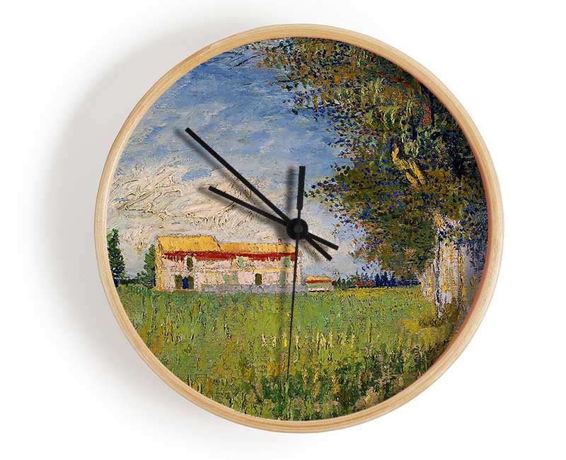 Van Gogh Farmhouse In A Wheat Field Clock - Wallart-Direct UK