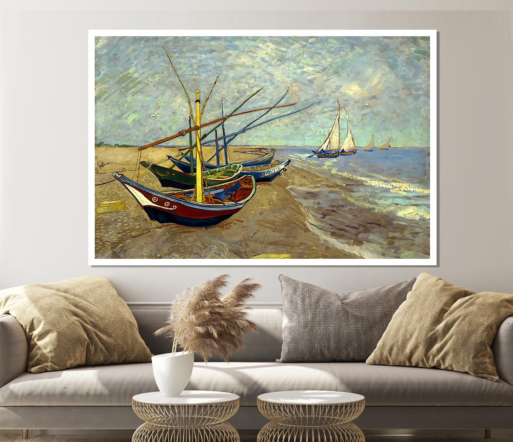 Van Gogh Fishing Boats At Sainte Marie Print Poster Wall Art