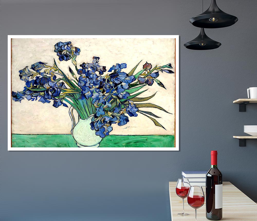 Van Gogh Irises In A Vase Print Poster Wall Art