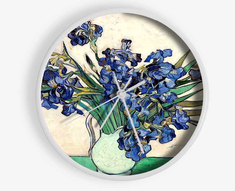 Van Gogh Irises In A Vase Clock - Wallart-Direct UK