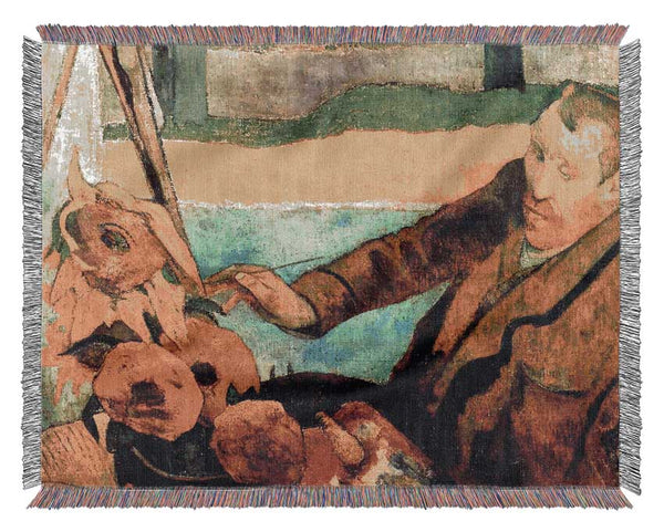 Gauguin Paints Van Gogh Painting Sunflowers Woven Blanket