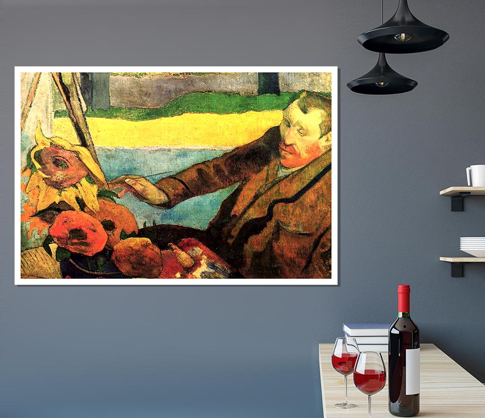 Gauguin Paints Van Gogh Painting Sunflowers Print Poster Wall Art