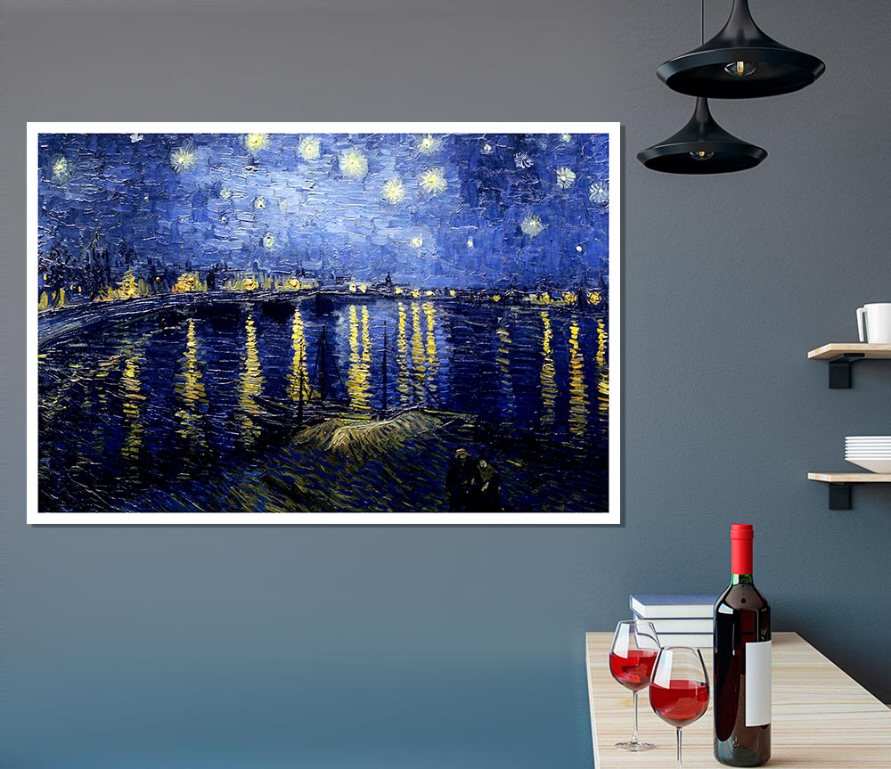 Van Gogh Starry Night Over The Rhone Blue Print Poster Wall Art