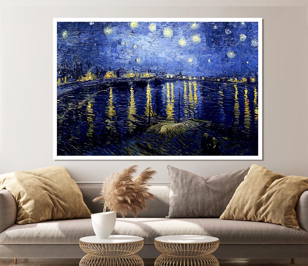 Van Gogh Starry Night Over The Rhone Blue Print Poster Wall Art