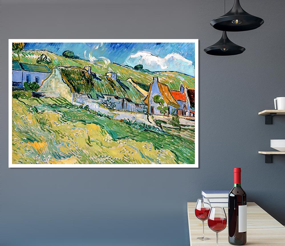 Van Gogh Thatched Cottages Print Poster Wall Art