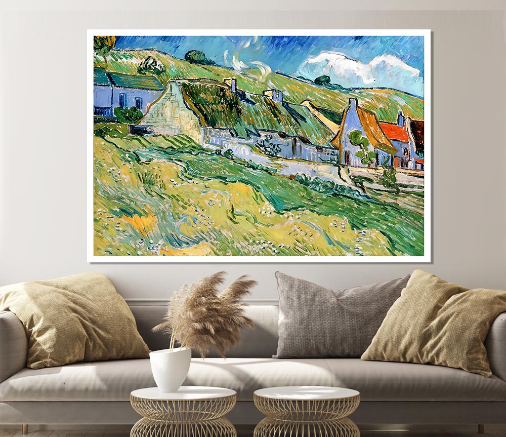 Van Gogh Thatched Cottages Print Poster Wall Art