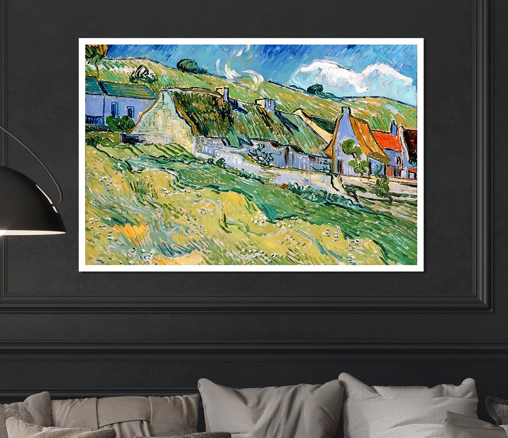 Van Gogh Thatched Cottages Print Poster Wall Art