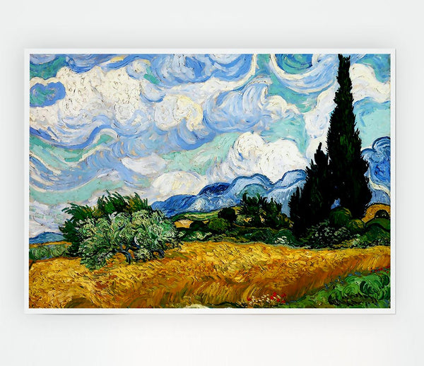 Van Gogh Wheat Field With Cypresses Print Poster Wall Art