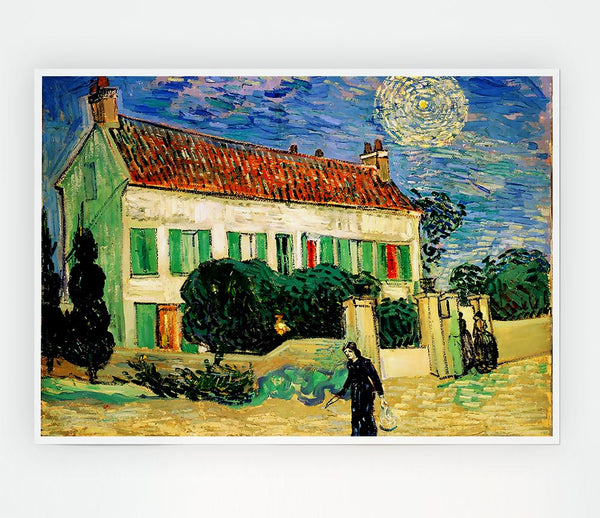 Van Gogh White House At Night Print Poster Wall Art