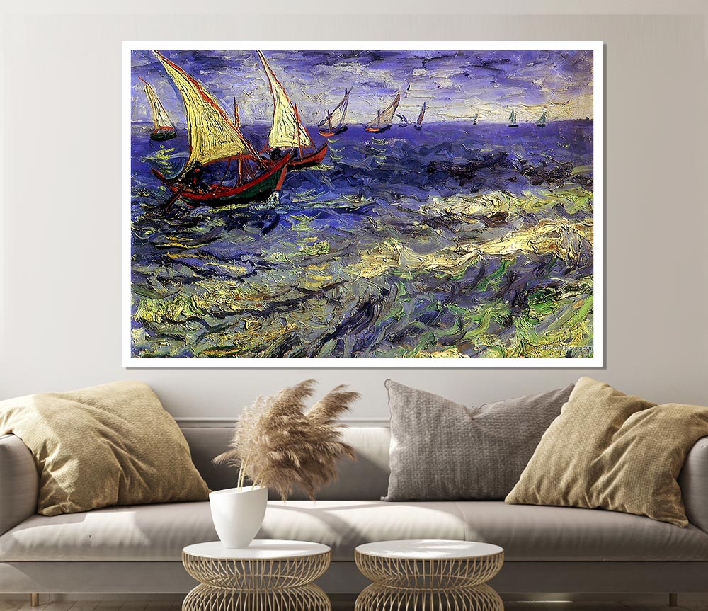 Van Gogh Ship N Boats Print Poster Wall Art