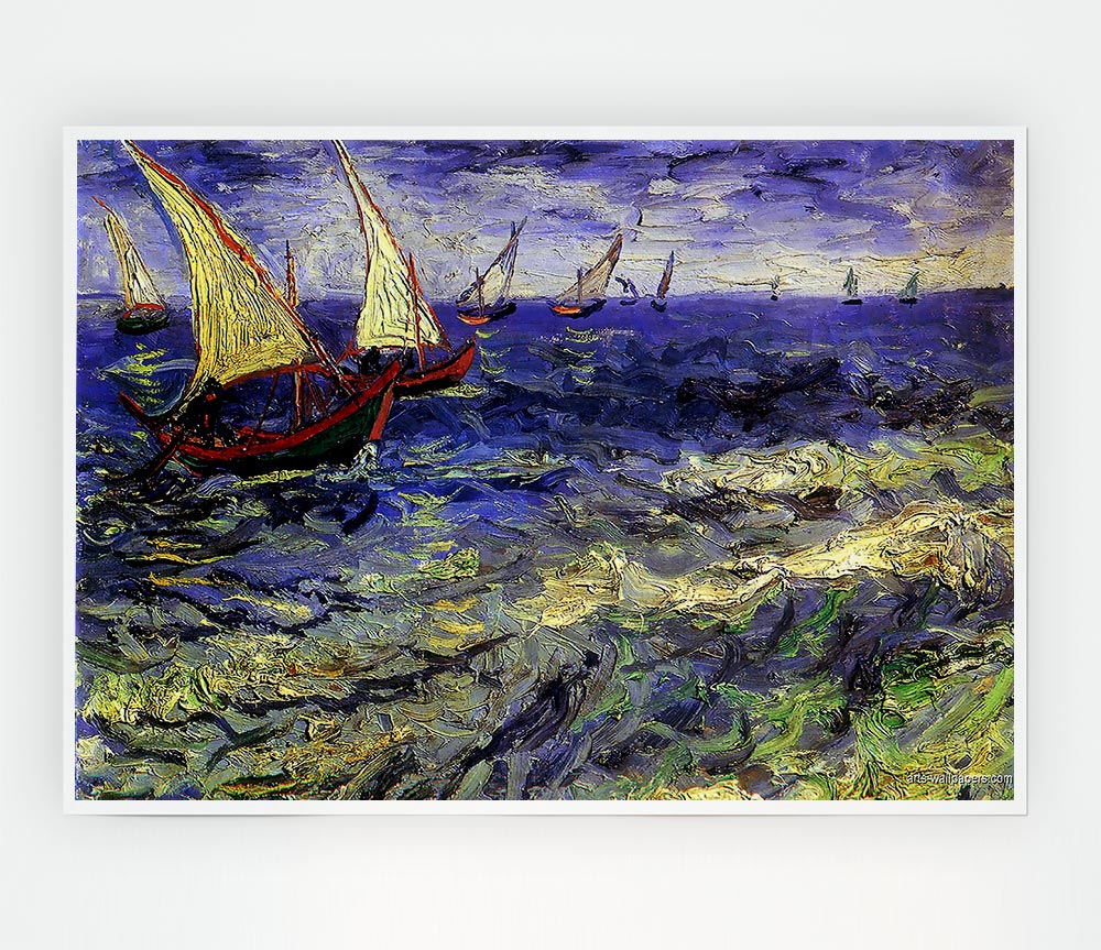 Van Gogh Ship N Boats Print Poster Wall Art