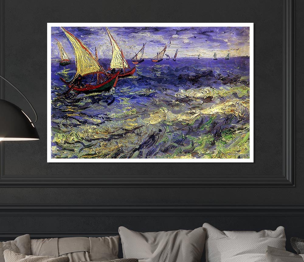 Van Gogh Ship N Boats Print Poster Wall Art