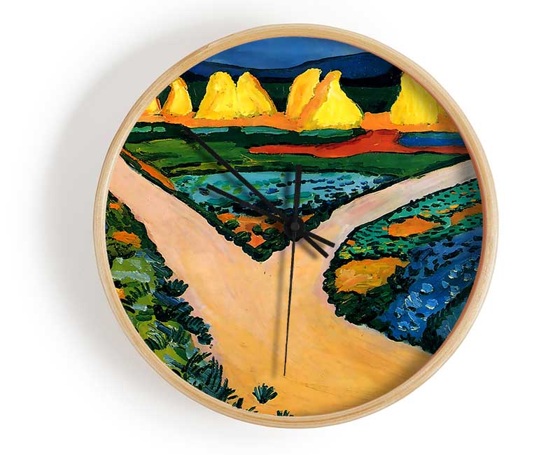 August Macke Vegetable Fields Clock - Wallart-Direct UK