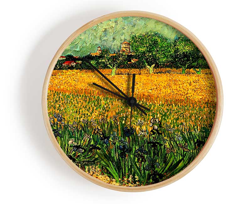 Vincent Van Gogh View Of Arles With Irises In The Foreground Clock - Wallart-Direct UK