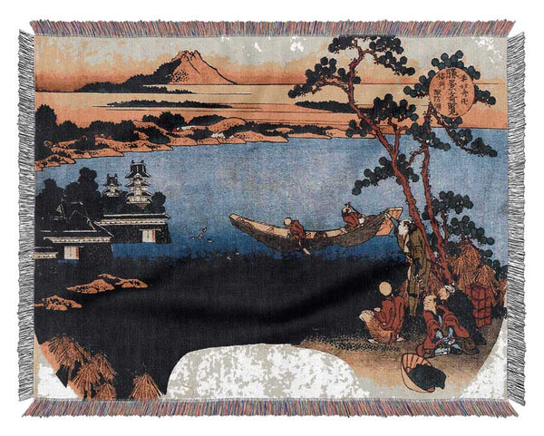 Hokusai View Of Lake Suwa Woven Blanket