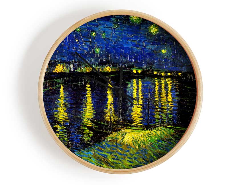 Vincent Van Gogh Starry Night Over Rhone 4 Clock - Wallart-Direct UK