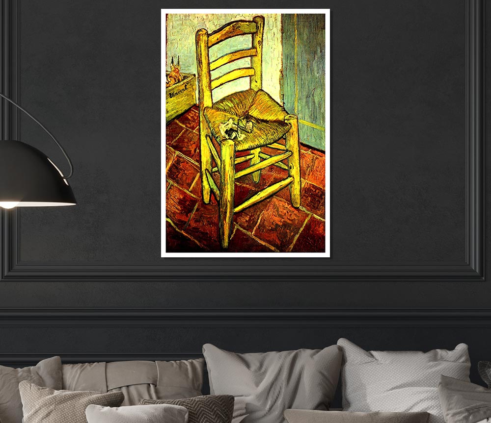 Vincent Van Gogh Vincents Chair With Pipe Print Poster Wall Art