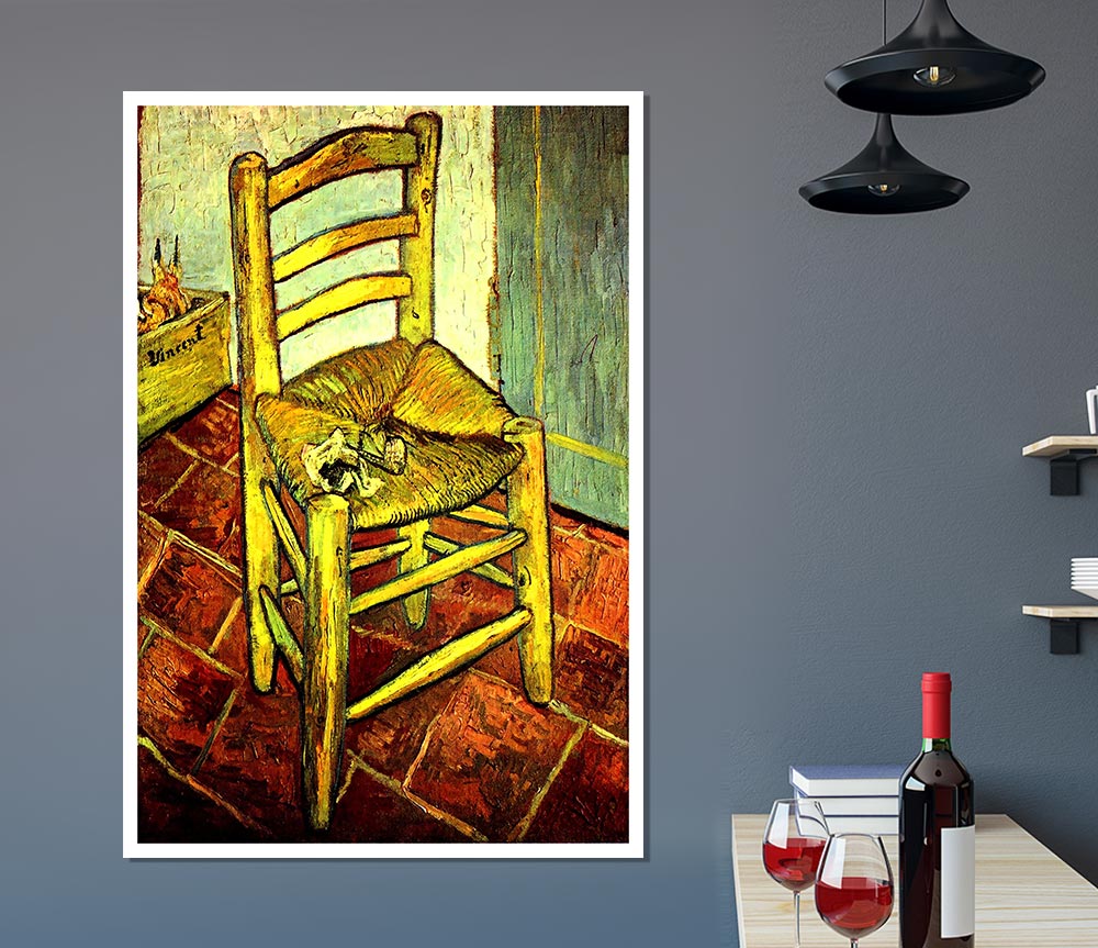 Vincent Van Gogh Vincents Chair With Pipe Print Poster Wall Art