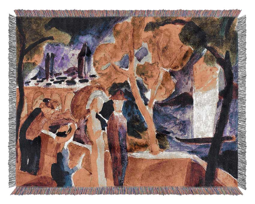 August Macke Walking At The Lake Woven Blanket