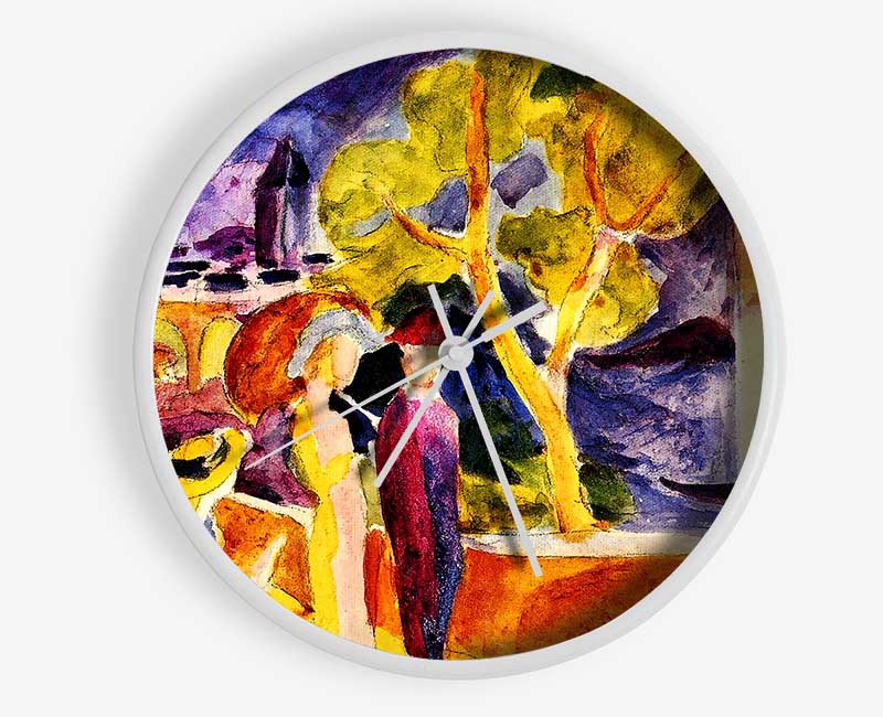 August Macke Walking At The Lake Clock - Wallart-Direct UK