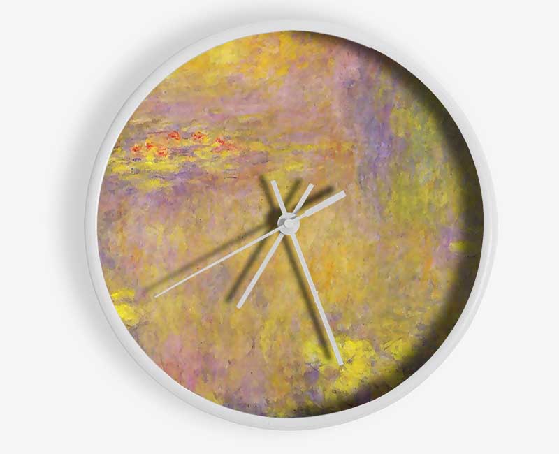 Monet Water Lilies - Yellow Nirvana Clock - Wallart-Direct UK