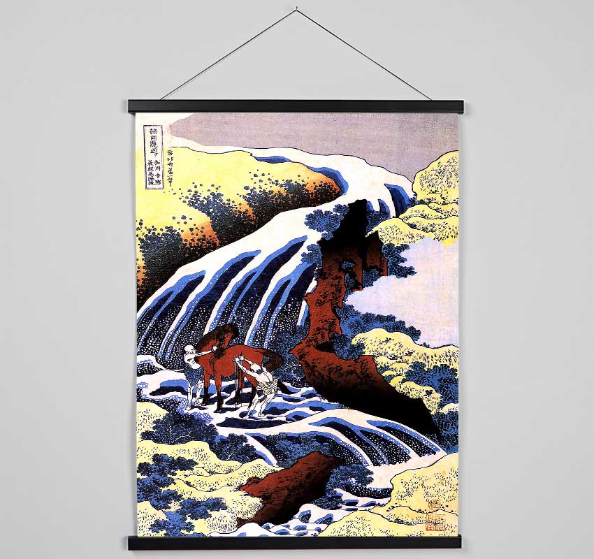 Hokusai Waterfall And Horse Washing Hanging Poster - Wallart-Direct UK