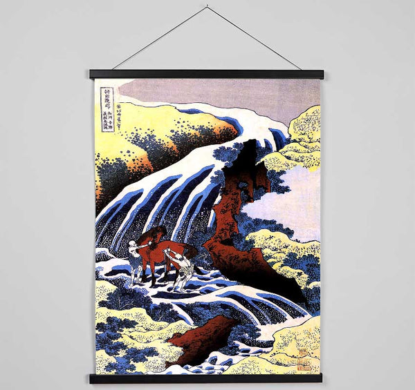 Hokusai Waterfall And Horse Washing Hanging Poster - Wallart-Direct UK