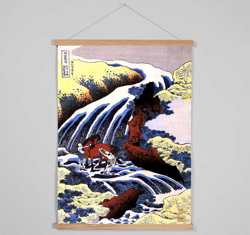 Hokusai Waterfall And Horse Washing Hanging Poster - Wallart-Direct UK