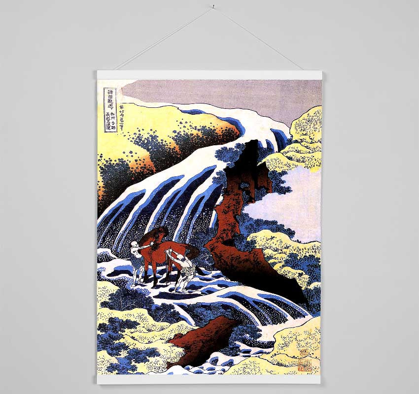 Hokusai Waterfall And Horse Washing Hanging Poster - Wallart-Direct UK