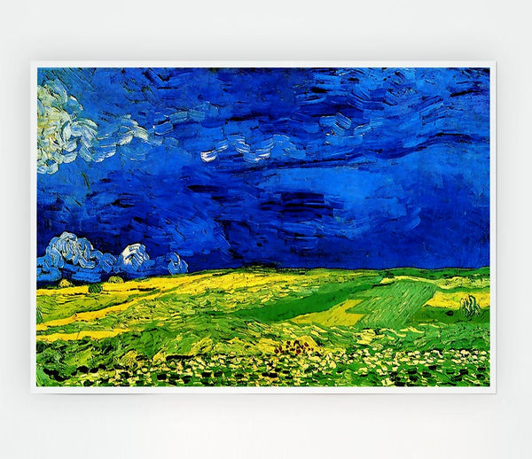 Van Gogh Wheat Field Under Clouded Sky Print Poster Wall Art