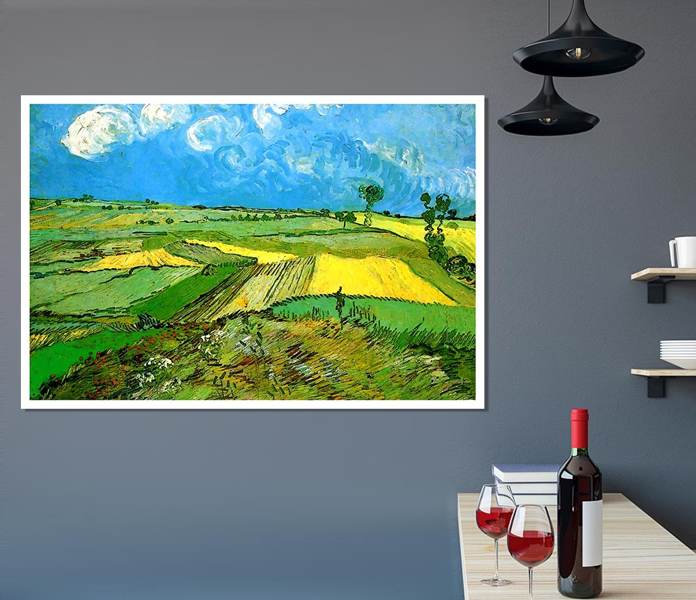 Van Gogh Wheat Fields At Auvers Under Clouded Sky Print Poster Wall Art