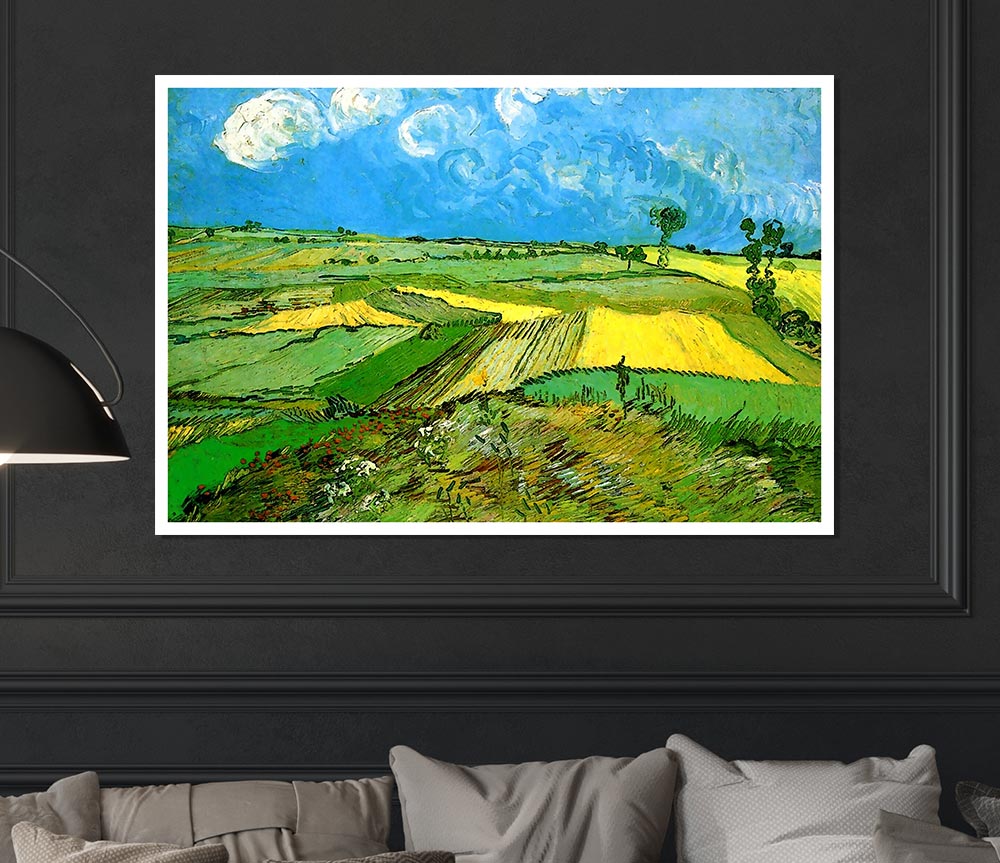 Van Gogh Wheat Fields At Auvers Under Clouded Sky Print Poster Wall Art