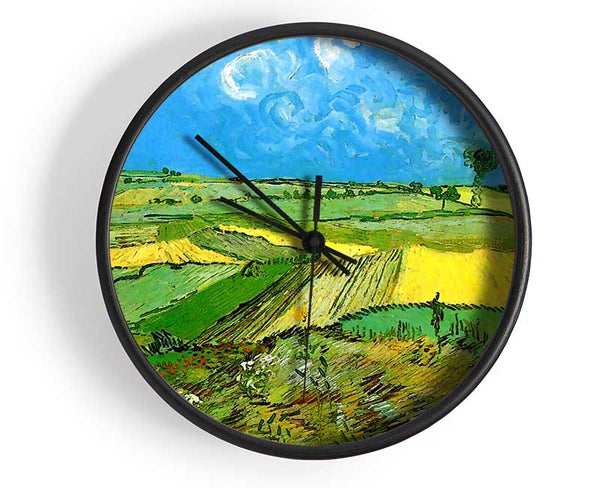 Van Gogh Wheat Fields At Auvers Under Clouded Sky Clock - Wallart-Direct UK