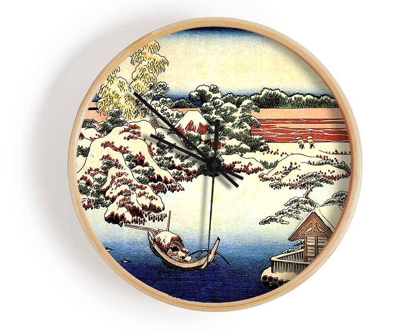 Hokusai Winter Landscape Of Suda Clock - Wallart-Direct UK