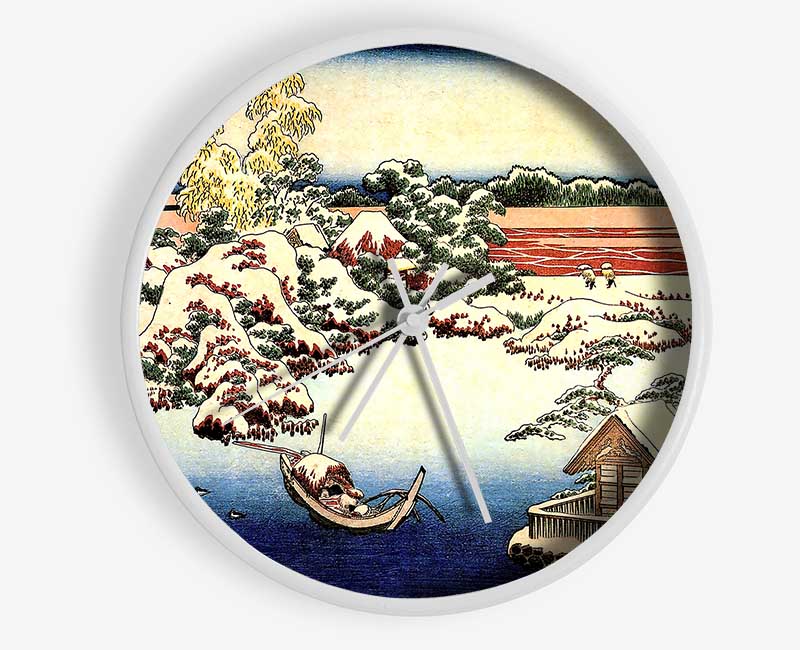 Hokusai Winter Landscape Of Suda Clock - Wallart-Direct UK