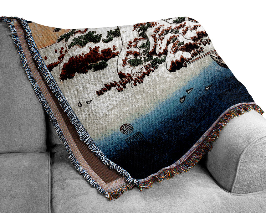 Hokusai Winter Landscape Of Suda Woven Blanket