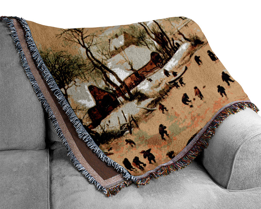 Pieter Bruegel Winter Landscape With Skaters Woven Blanket