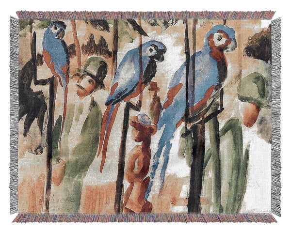 August Macke With The Parrots Woven Blanket